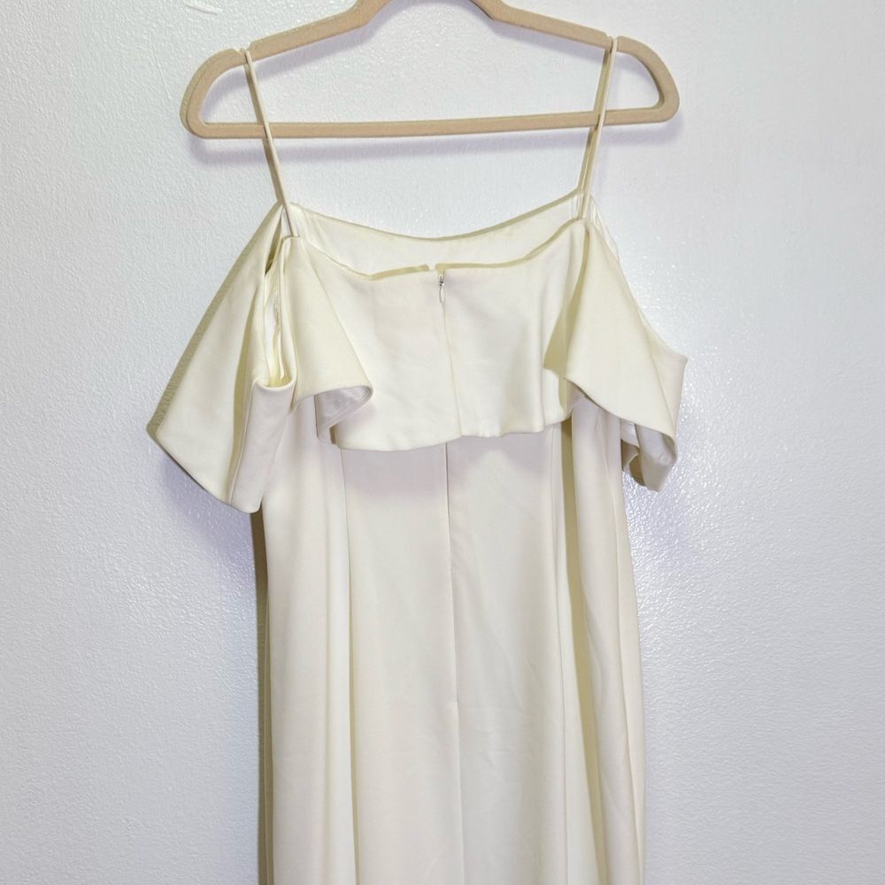 Eliza J - Off-White Off-the-Shoulder Ruffle Sleeves Maxi Dress Gown - size 12 - Picture 5 of 6